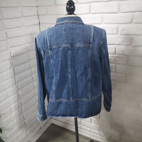 C.J. Banks Ladies Size X = (US 14W) Full Zip Medium Wash Jean Jacket - Picture 2 of 11